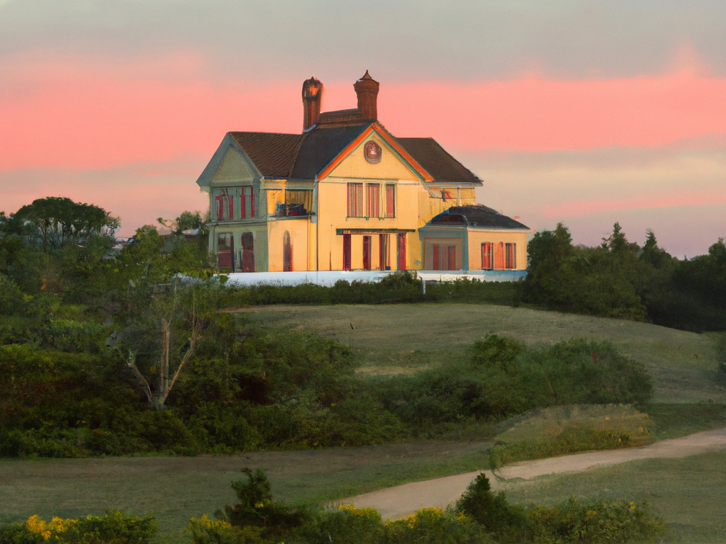 marthas vineyard home painted by thomas cole moderate sunset